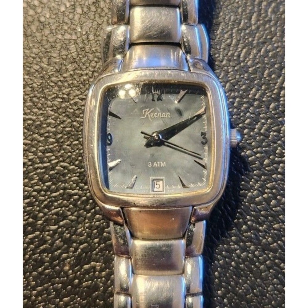 Vintage Ladies Silver Tone Keenan Watch Blue/gray Face- New Battery